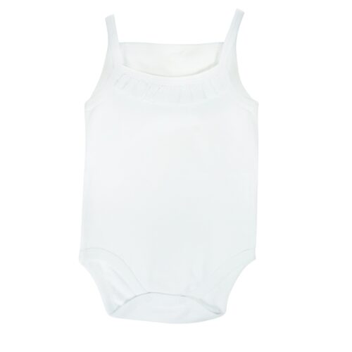 Sema Baby Penye ip Askılı Badi (Body) - Beyaz 3-6 Ay