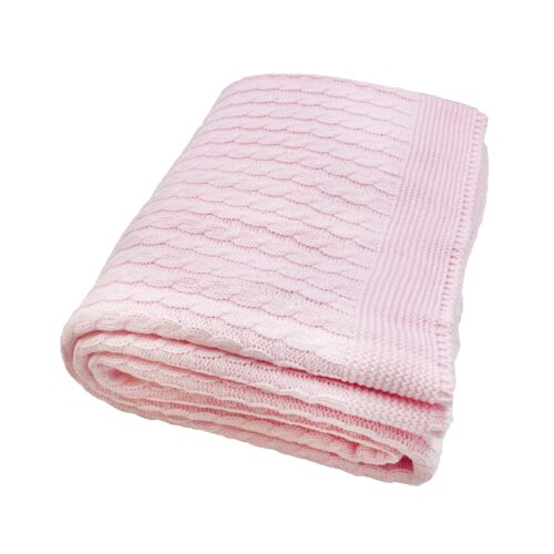 Sema Baby Saç Örgü Triko Bebek Battaniye - Pembe