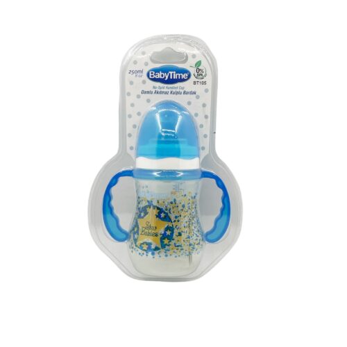 Baby Time Damla Akıtmaz Kulplu Bardak 250ml - Mavi