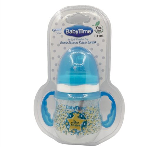 Baby Time Damla Akıtmaz Kulplu Bardak 150 ml - Mavi