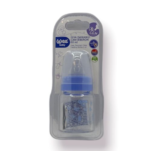 Wee Baby Isıya Dayanıklı Cam Biberon 60 ml - Mavi