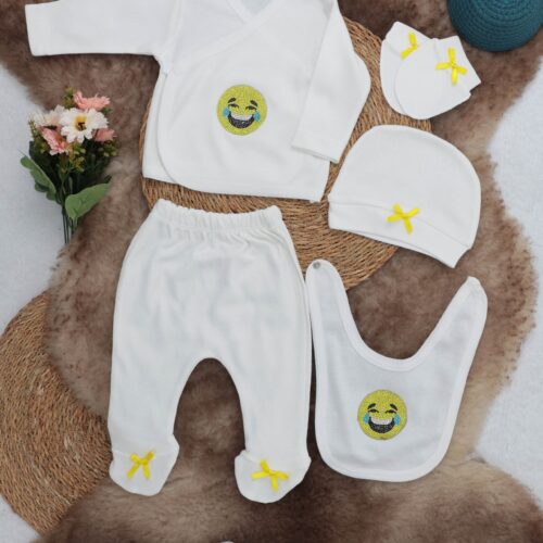 Sema Baby 5 Parça Gülen Surat Hastane Çıkışı Zıbın Seti 0-3 Ay